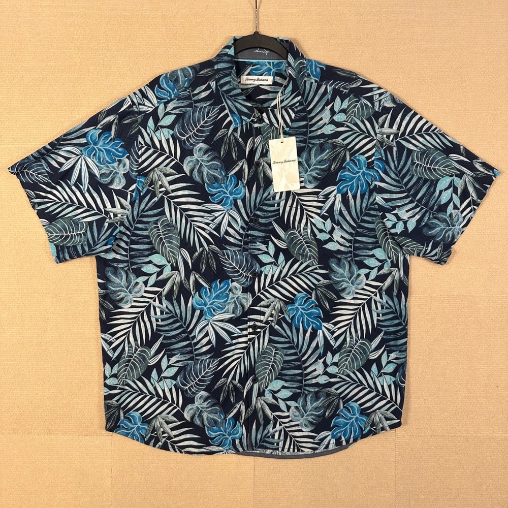 Tommy Bahama IslandZone Tropical Shirt NWT Mens XL Blue Silk Floral Wicking UPF